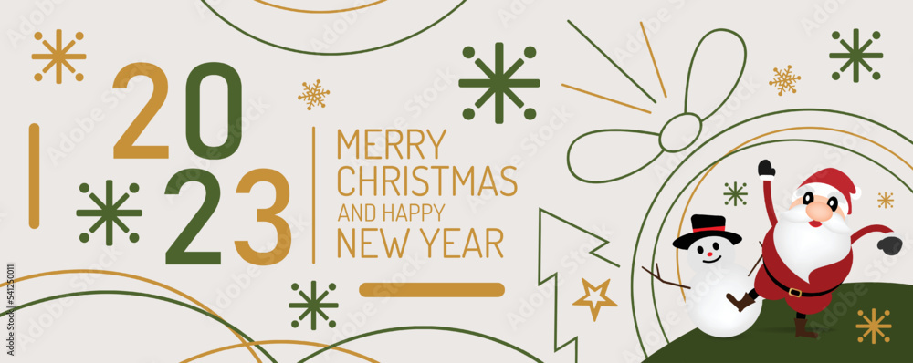  merry christmas and happy new year greeting card vector design
