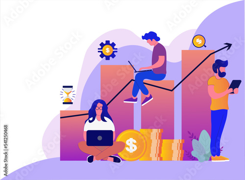 investment solutions  characters Illustration for website banner, presentation slide and many uses .