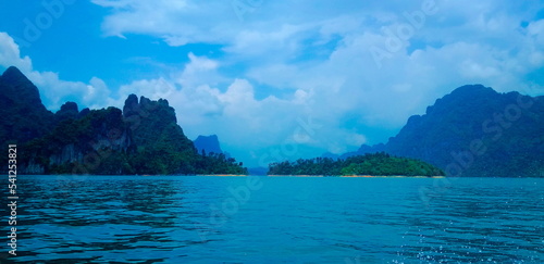 Picture of small islands in Cheow Lan Lake, a beautiful lake in Thailand.