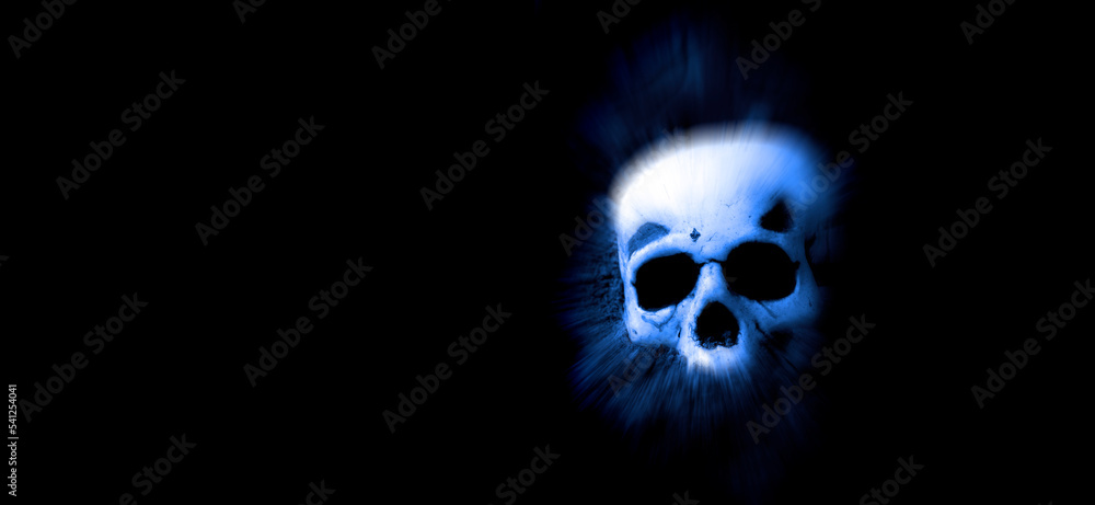 Human Skull Zoomed on Black Background