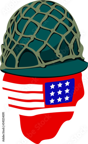 Military helmet of an American soldier 