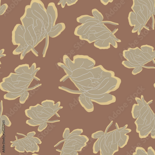 seamless floral petals pattern made of contuor flowers 