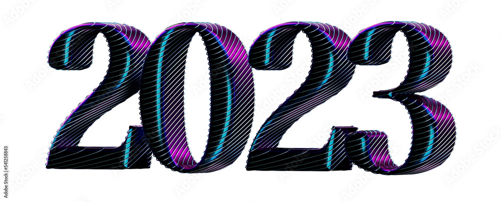 Gold number 2023 isolated on white background. 3d illustration Gold number 2023 isolated on white background. 3d illustration