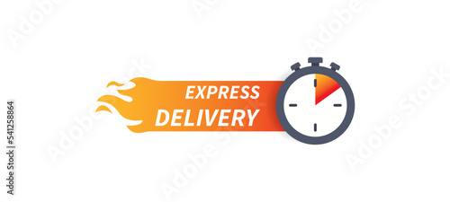 Express delivery label with timer stopwatch icon