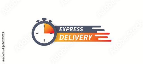 Express delivery label vector with stopwatch timer