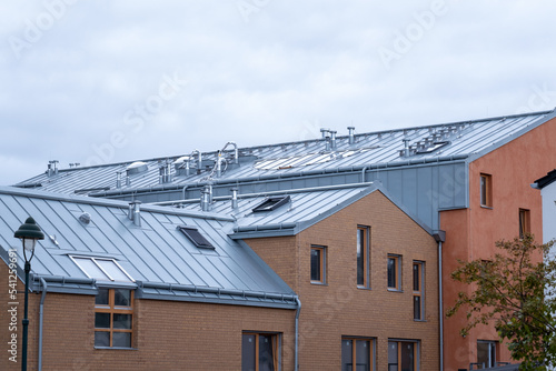 Perfect metal roof on a residential house.