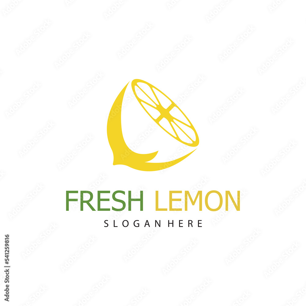 Fresh lemon fruit vector logo with leaves, for lemon fruit fresh drink. Fresh lemon fruit vector logo with leaves, for lemon fruit fresh drink.