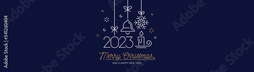 Print op canvas Merry Christmas and Happy New Year 2023 banner