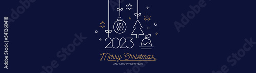 Merry Christmas and Happy New Year 2023 banner