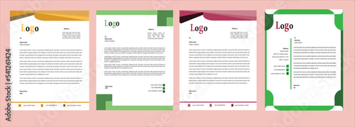 corporate creative red blue yellow and green Color Vector Letter Head Template design with standard size