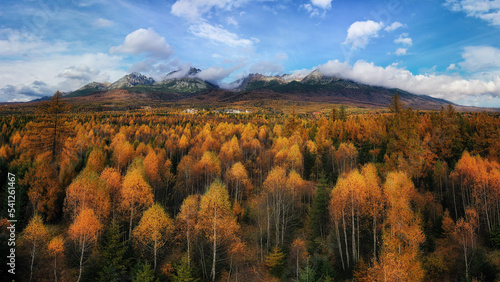 snowy peaks of the Tatras with the first snow in autumn