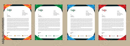 corporate creative red blue yellow and green Color Vector Letter Head Template design with standard size
