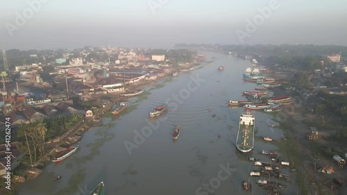 Aerial View of River Dakatia Chandpur Bangladesh