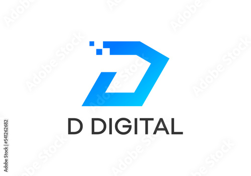 letter d digital company logo design templates