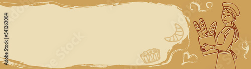 Bakery vector poster template for website design, package