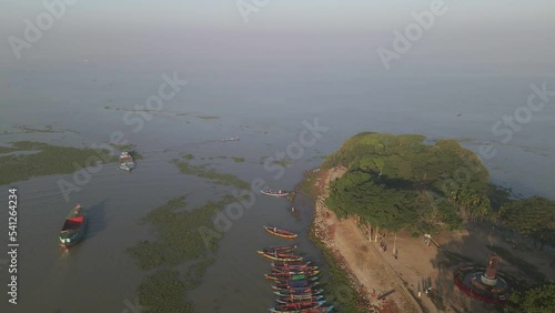 flying over south Asian river 4K aerial