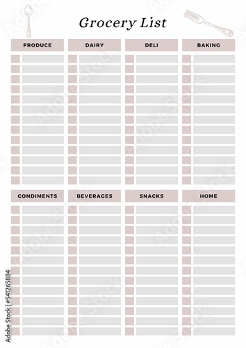 Colorful Grocery List template