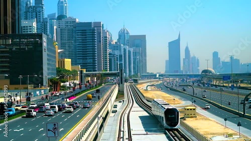 The modern tramway, Dubai Marina, UAE photo