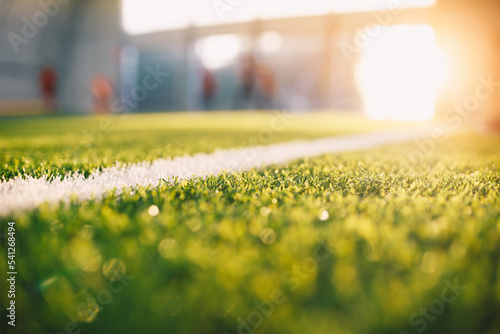 Print op canvas Sunrise at Soccer Football Pitch
