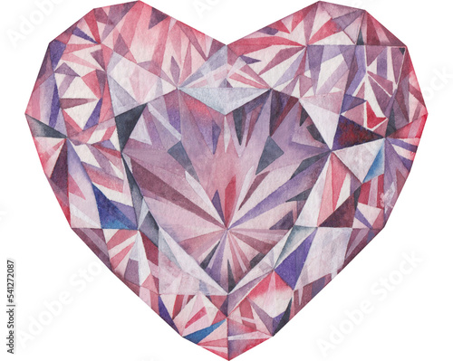 Transparent Background Ruby heart stone Illustration Png. Transparent Clipart Image of watercolor red healing crystal ready-to-use for site, article, print. Hand painted gems © Alena