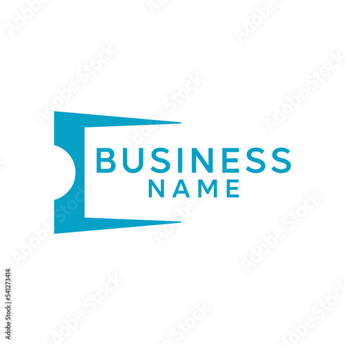 Ticket logo design for brand and company with gradient style.