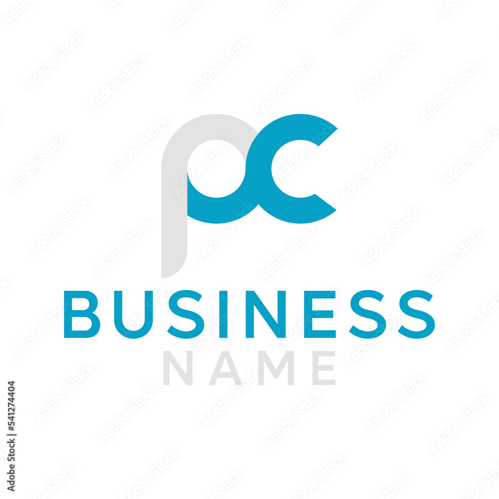 initial letter pc modern linked circle round lowercase logo orange gray initial letter pc modern linked circle round lowercase logo orange gray