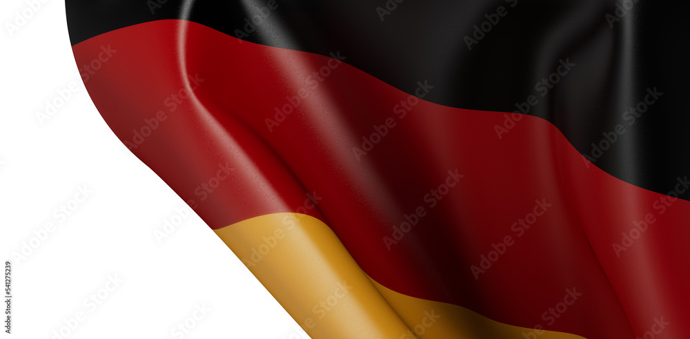 Naklejka premium Germany national flag hanging fabric banner. 3D
