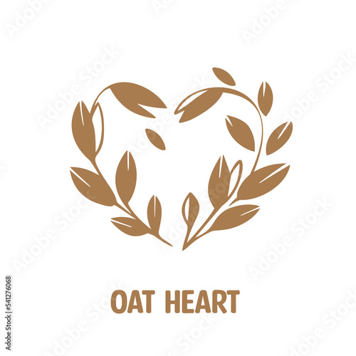 oat in heart shape, vector illustration