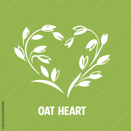 oat in heart shape, vector illustration