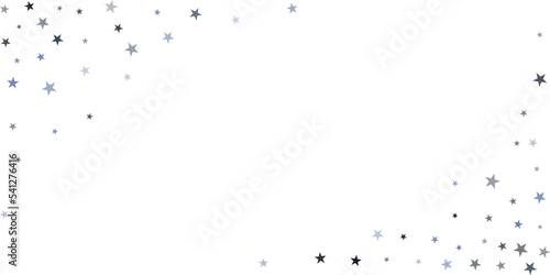 Silver stars vector background, sparkling Christmas confetti falling isolated on white. magic shining flying stars glitter backdrop, sparkle border