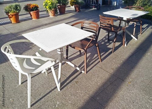 chairs and table in the summer cafe