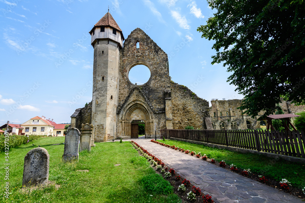 The ruins of the Carta Cistercian (Benedictine) monastery (Manastirea cisterciana Carta) in Sibiu county in the southern part of Transylvania (Transilvania) region, Romania in a sunny summer day.