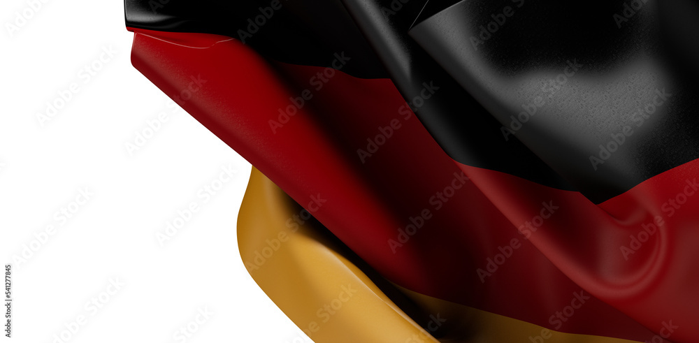 Naklejka premium Germany flag of silk with copyspace for your text or images and white background -3D illustration