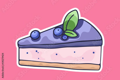 Cartoon cheesecake, vector desing element, hand drawn