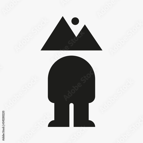 Human Mount Logo Design Concept With Human Body and Mount Symbol Vector Template