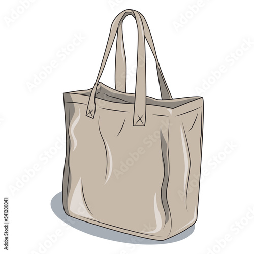 vector cartoon tote bag with a non-rigid shape. Fabric tote bag with handle. Reusable tote bag for shopping.