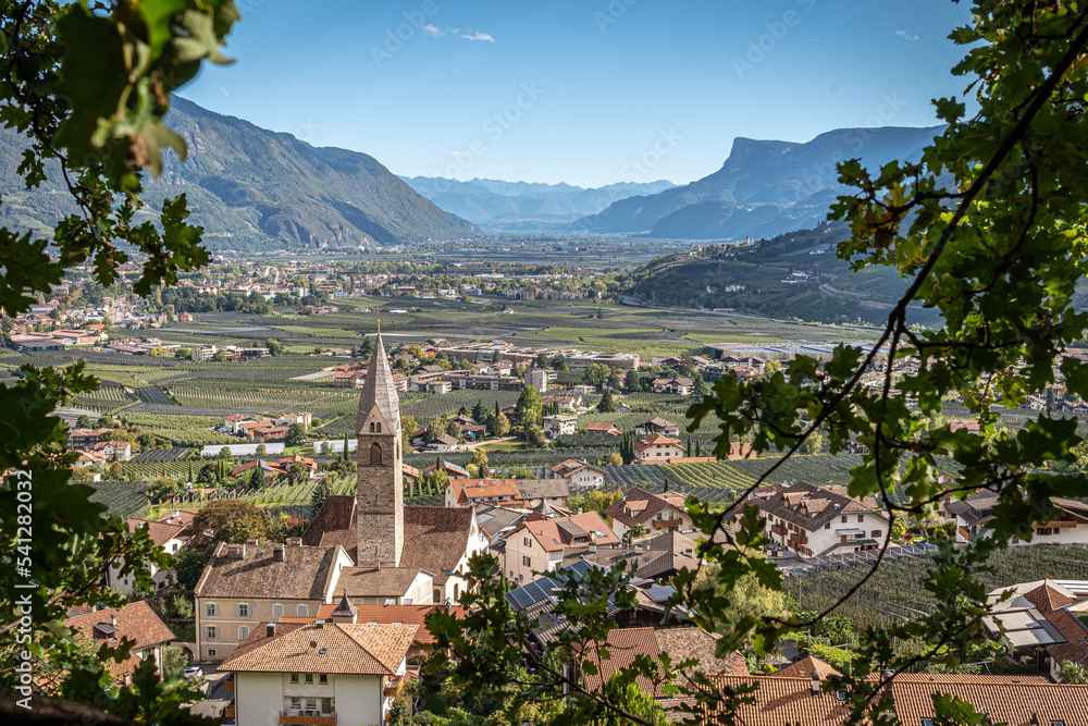 The town of Lagundo or Algund near Merano or Meran in the mountains in Etsch Valley in South Tyrol, Sudtirol, Trentino Alto Adige