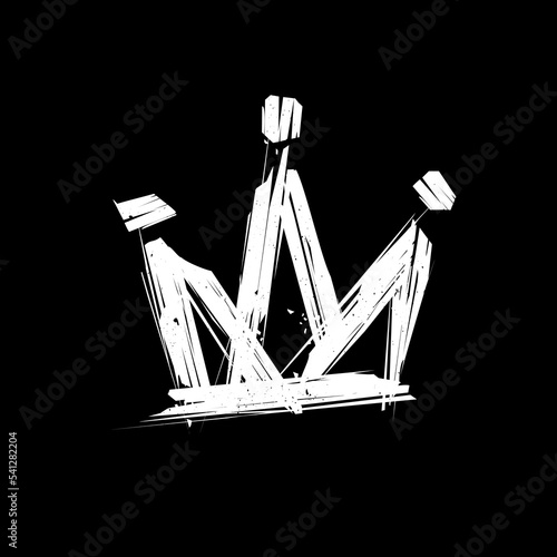 Grunge style Rock'n'Roll Crown. Doodle style Crown sign. Street art grunge element. Printable vector template for print fabric and textile