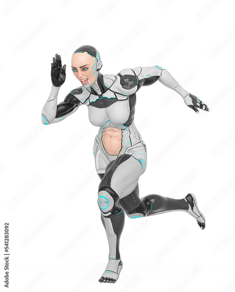 super cyborg girl is running fast like a hero super cyborg girl is running fast like a hero