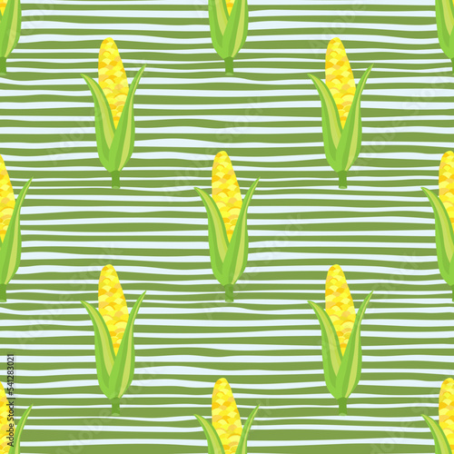 Corn plants seamless pattern. Corn cobs endless wallpaper.