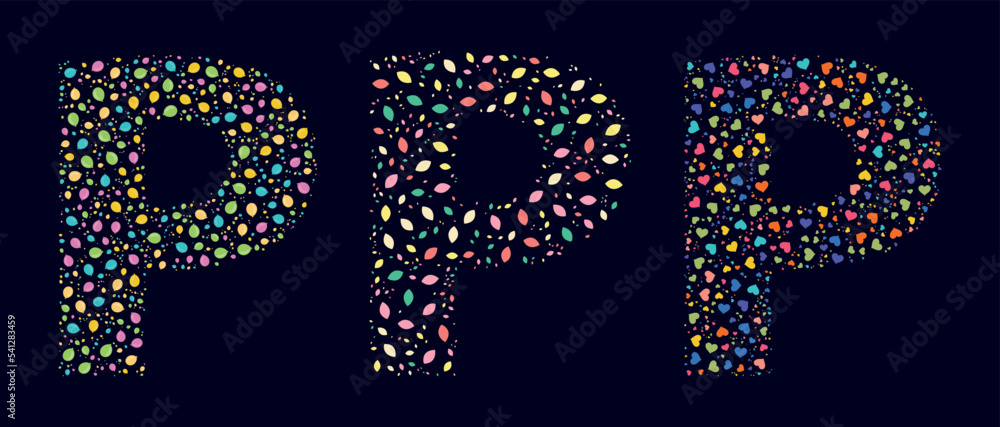 Pattern colors leaves letter P Pattern colors leaves letter P
