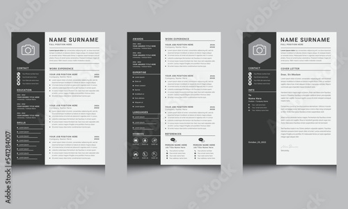  Black Sidebar Vector Minimalist Creative Resume Template And Cover Letter cv Layout