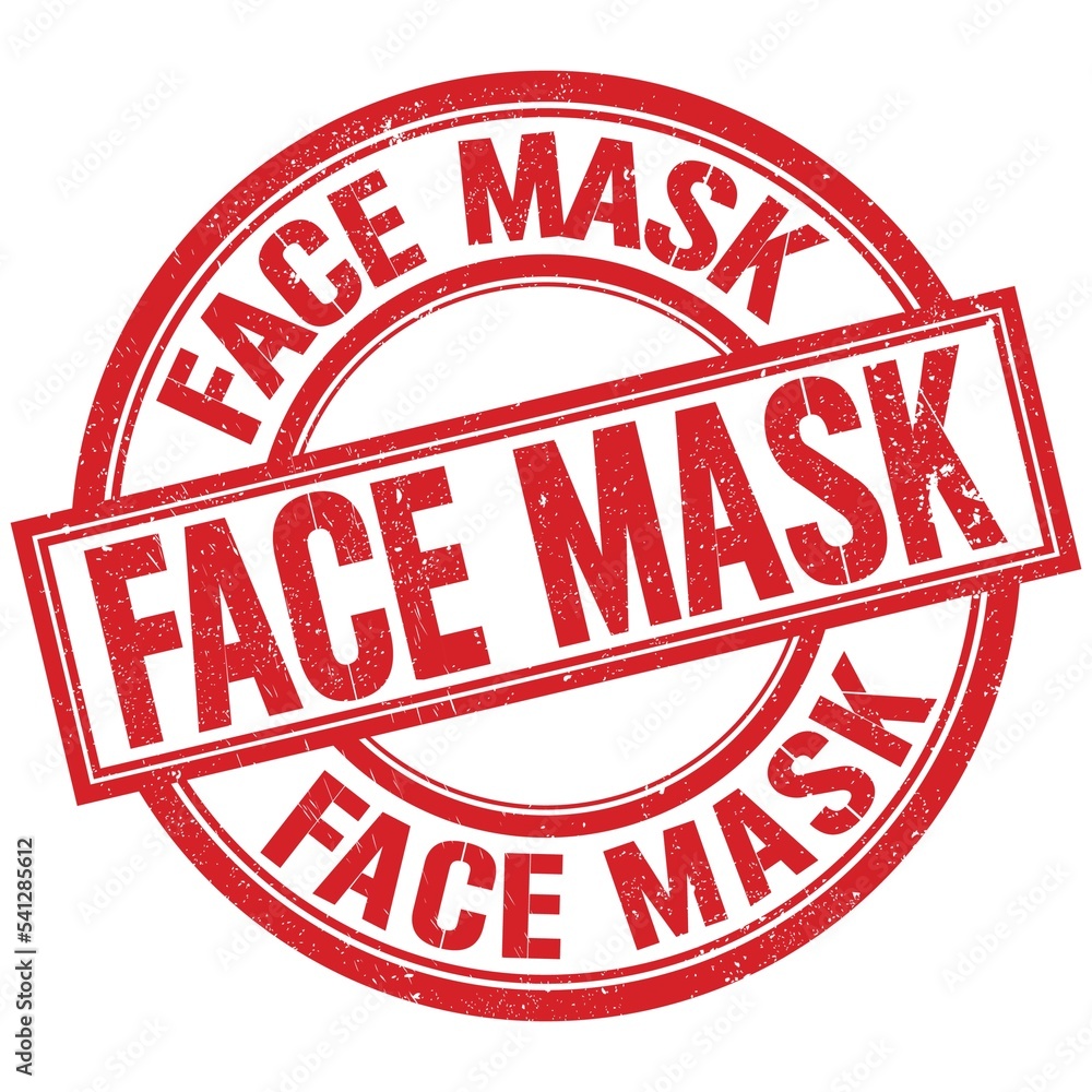 FACE MASK written word on red stamp sign FACE MASK written word on red stamp sign