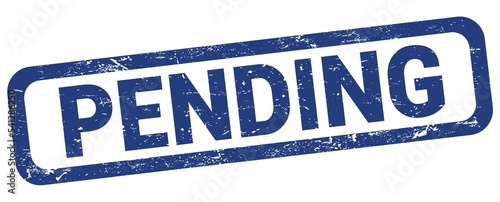 PENDING text written on blue rectangle stamp.