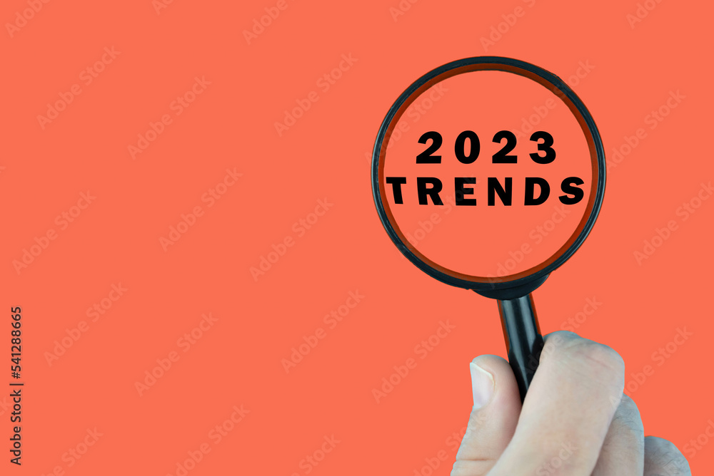Focused on trend for next year 2023 concept. Words 2023 trends under ...