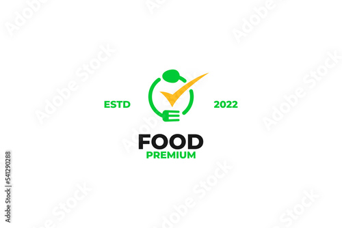 Flat food check logo design vector illustration