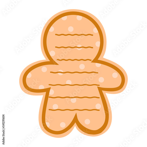 Cute Christmas gingerbread man. memo note template for text. Isolated on white background, flat design, EPS10 Vector