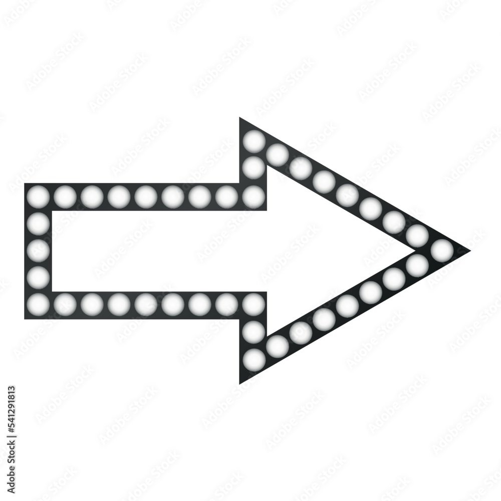 Arrow vector icon made with circles.