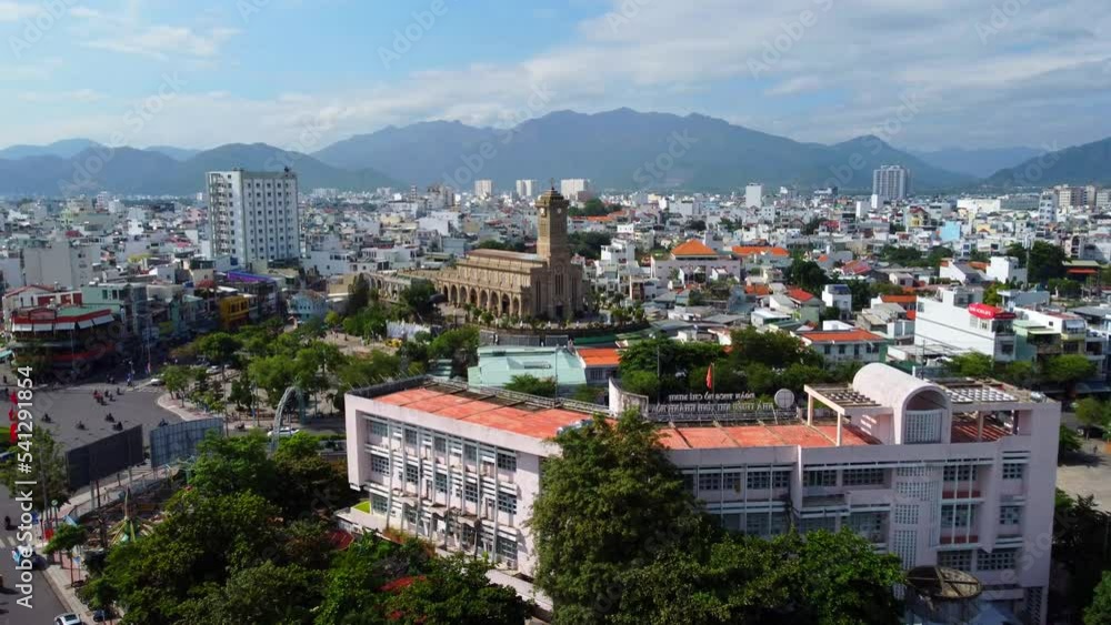 Catholic Cathedral. St. Mary's Cathedral in Nha Trang in Vietnam. Nha Trang Cathedral is a colonial–era building built in the 30s of the XX century. Catholic Cathedral. St. Mary's Cathedral in Nha Trang in Vietnam. Nha Trang Cathedral is a colonial–era building built in the 30s of the XX century.