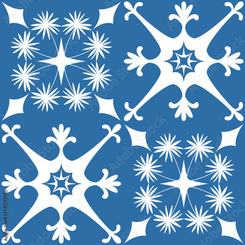 Azulejo blue seamless pattern, traditional spanish pattern for interior decoration and fabric dyeing